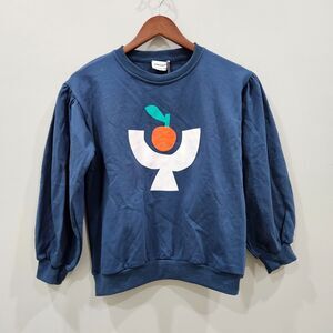 Bobo Choses Tomato Plate Sweatshirt Size 12-13Y Blue Cotton Artsy Unique Casual